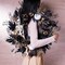 Halloween Wreath, 24 Inch Halloween Door Wreath with Lights, Black Gold Halloween Decorations with Scary Skull Skeleton Ornaments for Porch Window Outdoor Indoor Home Party Decor
